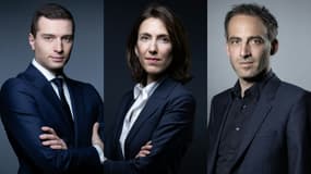 Jordan Bardella, Valérie Hayer et Raphaël Glucksmann