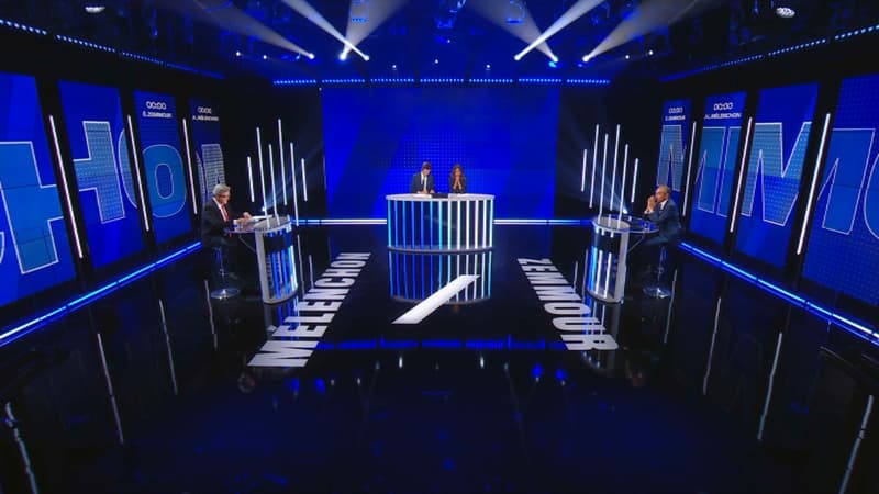 Le plateau de la soirée de débat entre Jean-Luc Mélenchon et Eric Zemmour ce jeudi soir.