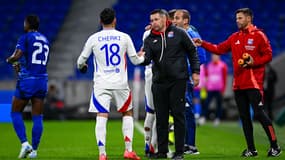 Pierre Sage et Rayan Cherki lors du match de Ligue Europa entre l'OL et l'Olympiacos, le 26/09/2024