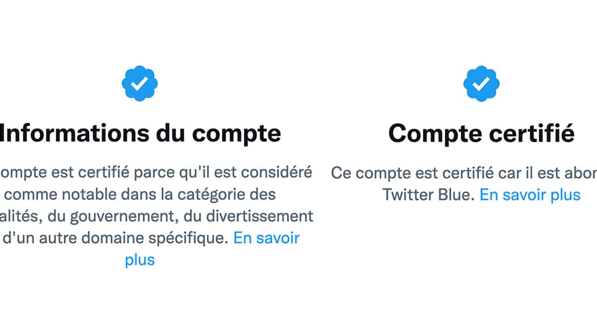Les deux versions des comptes certifiés (vérifiés ou payants)