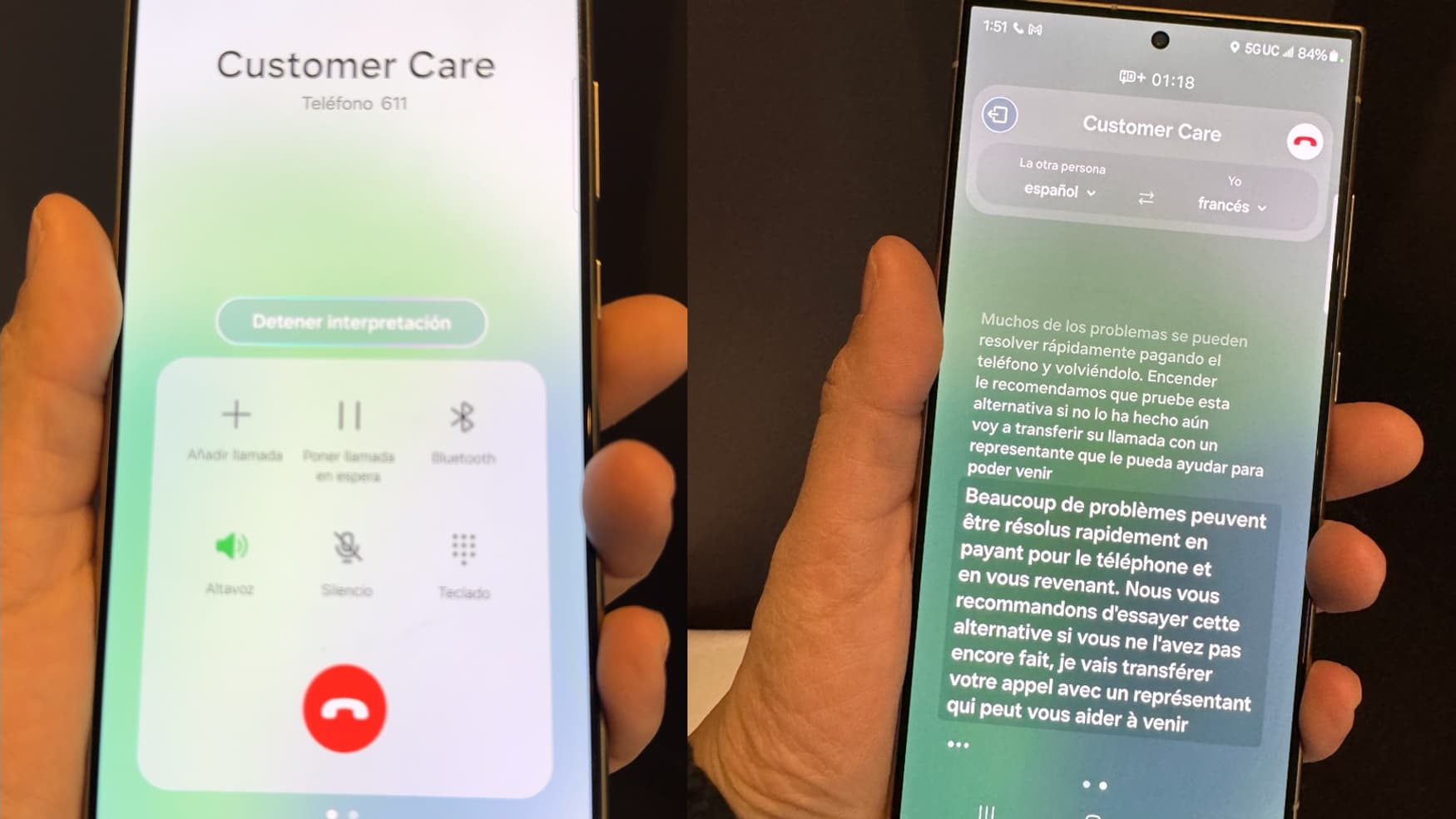 La traduction en temps réel de Samsung se fait en appel audio ou à l'écrit. La traduction en temps réel de Samsung se fait en appel audio ou à l'écrit.