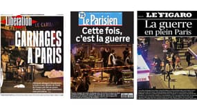Les unes de Libération, du Parisien et du Figaro du 14 novembre