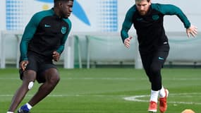 Samuel Umtiti et Lionel Messi