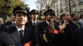 Des pilotes Air France, lors d'un mouvement de grève en 2014.