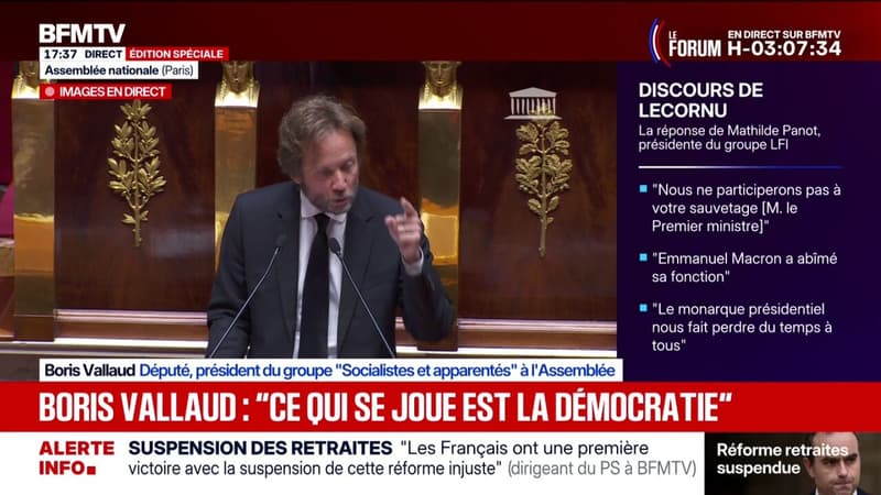 Suspension de la retraite: pour Boris Vallaud, président du groupe (Socialistes et apparentés) à l'Assemblée, 