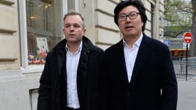 François de Rugy et Jean-Vincent Placé le 4 avril 2015 en arrivant à l'Assemblée nationale.