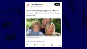Capture d'écran X / @7NewsAustralia. Sur l'image, André Colleen et son ex-compagne l'influenceuse Gracie Piscopo.