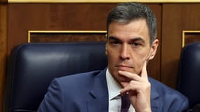 Le Premier ministre espagnol Pedro Sanchez, issu du Parti socialiste, à Madrid, le 14 mars 2024.