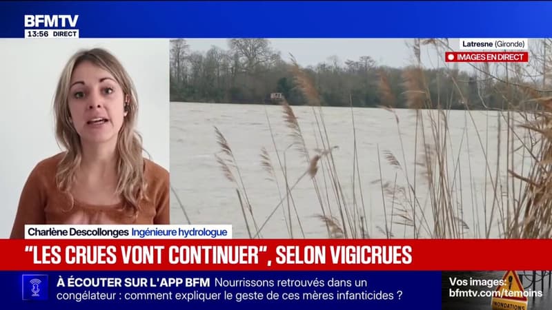 Changement climatique: la Gironde connaît une "intensification" des crues et des sécheresses, explique Charlène Descollonges, ingénieure hydrologue