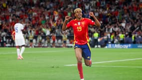 Lamine Yamal célèbre un but lors d'Espagne-France (5-4, demi-finale Ligue des Nations), le 5 juin 2025