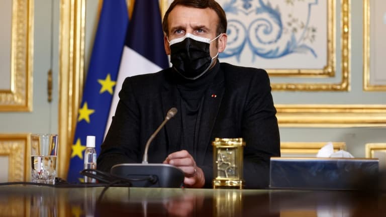 Emmanuel Macron s'entretient en visioconférence avec le directeur général de l'Organisation mondiale de la Santé, Tedros Adhanom Ghebreyesus, le 8 février 2021 à Paris. (photo d'illustration)