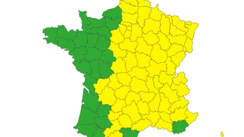 Les départements en vigilance jaune aux orages pour le 7 mai 2023.