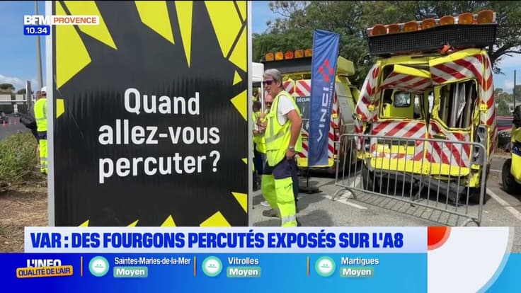 Var : des fourgons percutés, exposés sur l'A8