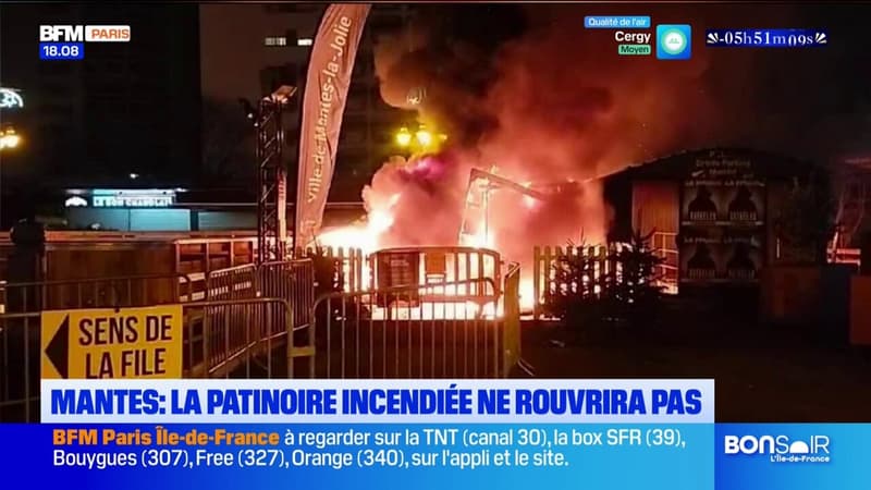 Mantes-la-Jolie: la patinoire éphémère incendiée, le maire en colère