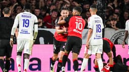 Anthony Rouault célèbre son but lors de Rennes-Lyon (3-1, L1), le 14 septembre 2025