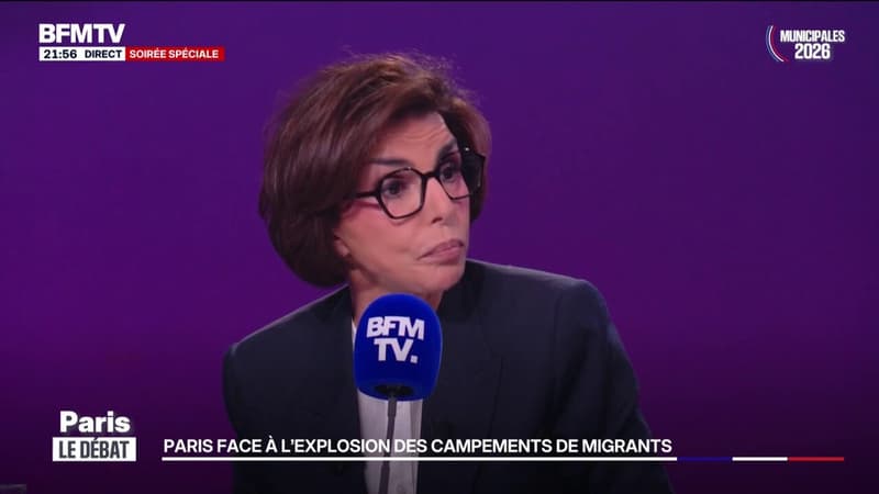 Municipales à Paris: "Je demanderai au préfet de région de pouvoir prendre en charge ces personnes", affirme Rachida Dati (Union de la droite et du centre), à propos des campements de migrants dans la capitale