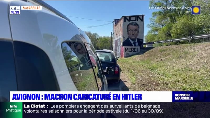 Avignon: une fresque dépeignant Emmanuel Macron en Hitler peinte le long d'une voie rapide