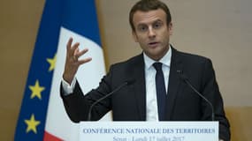 Emmanuel Macron lors de la Conférence nationale des Territoires au Sénat le 17 juillet 2017