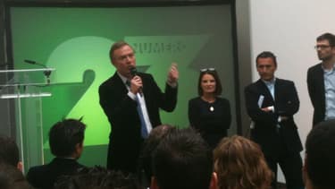Christophe Hondelatte, Nathalie Drouaire, Pascal Houzelot et Damien Cuier lors du lancement
