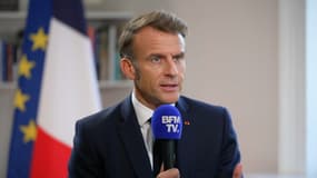Emmanuel Macron s'exprime au micro de BFMTV depuis New York, mardi 23 septembre 2025.
