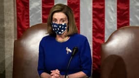 La cheffe de file des démocrates à la Chambre des représentants, Nancy Pelosi, le 6 janvier 2021 au Capitole, à Washington. (Photo d'illustration)
