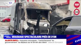 Rhône: un fourgon braqué et incendié, plusieurs individus recherchés 
