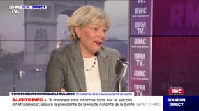 L'émotion de Dominique Le Guludec, présidente de la Haute Autorité de Santé, face à Jean-Jacques Bourdin: "Je ne peux pas m'habituer à 150 morts par jour"