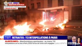 Paris: des feux de poubelles allumés rue du Faubourg-Saint-Antoine