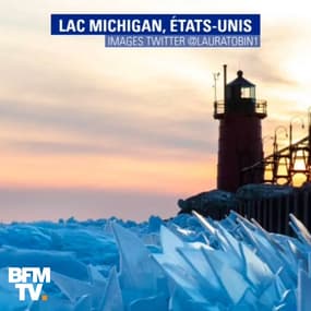 Aux États-Unis, l'incroyable robe de glace qui recouvre le lac Michigan