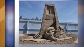 Sculpture de sable réalisée par l'artiste Johannes Hogebrink au festival de Weston-super-Mare, le 14 mai 2019