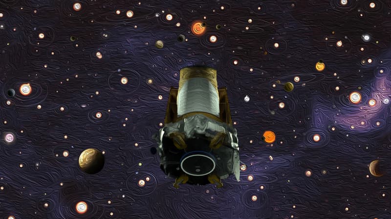 Vue d'artiste du télescope spatial Kepler. 