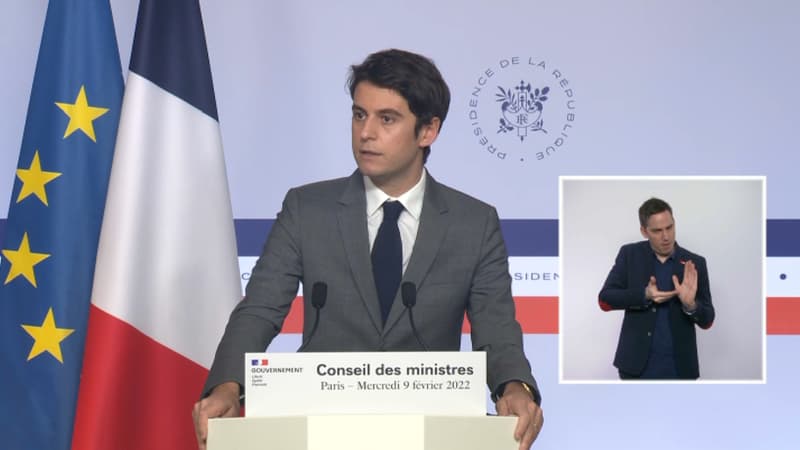 Le porte-parole du gouvernement Gabriel Attal le 9 février 2022