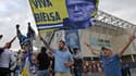 "Vive Bielsa" sur un drapeau de supporters fêtant la montée de Leeds United en Premier League, le 17 juillet 2020