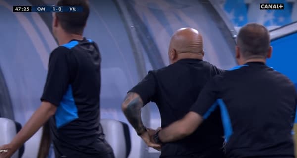 Jorge Sampaoli très énervé lors du match amical OM-Villarreal