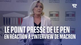 Retraites: le point presse en intégralité de Marine Le Pen en réponse à l'interview d'Emmanuel Macron