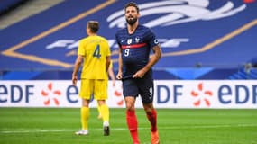 Olivier Giroud lors du match France-Ukraine, à Saint-Denis le 7 octobre 2020