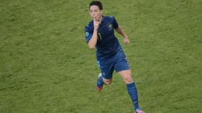 Samir Nasri célébrant son but lors de France-Angleterre à l'Euro 2012