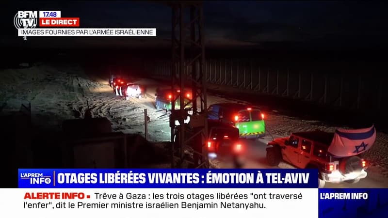 Le convoi, transportant les trois otages israéliennes libérées, a franchi la frontière entre Israël et la bande de Gaza