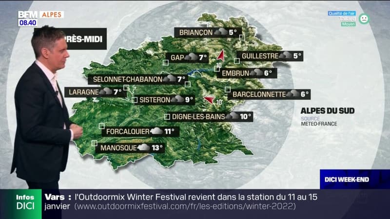 Météo Alpes du Sud: un ciel couvert ce dimanche, jusqu'à 7°C à Gap et 13°C à Manosque