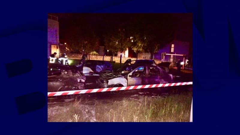 Sept véhicules ont été incendiés sur le parking de l'ENAP à Agen, le 13 avril 2025
