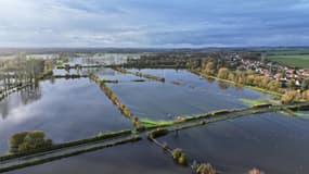 Les champs inondés de La Calotterie (Pas-de-Calais), le 10 novembre 2023.