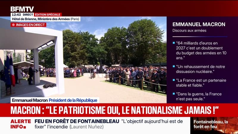 "Le patriotisme, oui ; le nationalisme, jamais", fustige Emmanuel Macron lors de son dernier discours aux armées