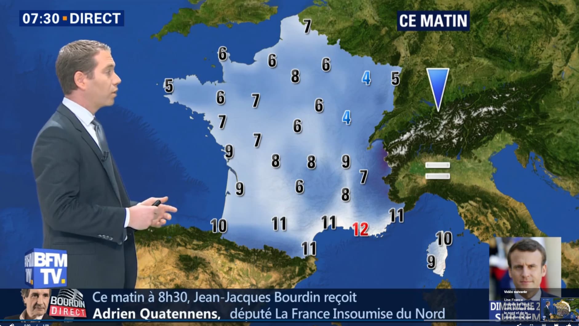 Températures le mercredi 11 avril 2018 au matin. Températures le mercredi 11 avril 2018 au matin.