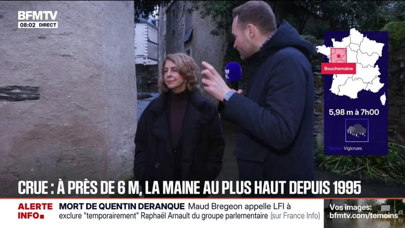 BFM SUR LA ROUTE - Angers sous les eaux face à la crue de la Maine, qui a déjà atteint son niveau le plus élevé depuis 1995,