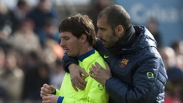Lionel Messi et Pep Guardiola avec le Barça en 2013.