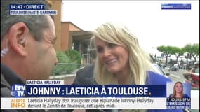 "Je suis très heureuse d'être là." Escortée par des bikers, Laeticia Hallyday et ses filles vont se rendre au Zénith de Toulouse