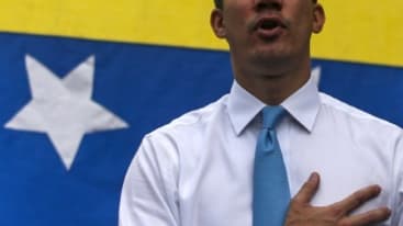 L'opposant vénézuélien Juan Guaido lors d'une manifestation à Caracas, le 10 mars 2020