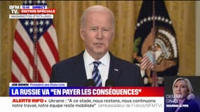 Guerre en Ukraine: les actifs russes en Amérique seront "gelés", prévient Joe Biden