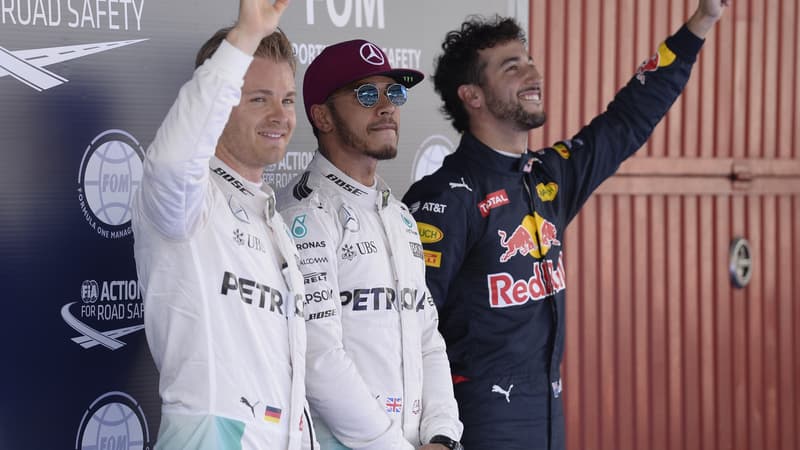 Nico Rosberg, Lewis Hamilton et Daniel Ricciardo