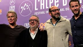 Dominique Farrugia entouré des comédiens de 'Bis': Franck Dubosc, Kad Merad et Julien Boisselier
